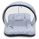 Kradyl Kroft Baby Mosquito Net Flat Bed | Play Mat for Kids with Cotton Outer Fabric | Half Openable Mosquito Net Flat Mat for Baby Playtimes (Little Penguin)