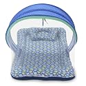 Kradyl Kroft Baby Mosquito Net Flat Bed | Play Mat for Kids with Cotton Outer Fabric | Half Openable Mosquito Net Flat Mat for Baby Playtimes (Dancing Elephants)