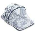 Kradyl Kroft Baby Mosquito Net Flat Bed | Play Mat for Kids with Cotton Outer Fabric | Half Openable Mosquito Net Flat Mat for Baby Playtimes (Aztec Rocket)