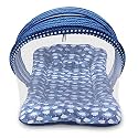 Kradyl Kroft Baby Mosquito Net Flat Bed | Play Mat for Kids with Cotton Outer Fabric | Half Openable Mosquito Net Flat Mat for Baby Playtimes (Blue Clouds)