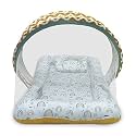 Kradyl Kroft Baby Mosquito Net Flat Bed | Play Mat for Kids with Cotton Outer Fabric | Half Openable Mosquito Net Flat Mat for Baby Playtimes (Aztec Rocket)