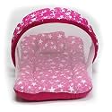 Kradyl Kroft Baby Mosquito Net Flat Bed | Play Mat for Kids with Cotton Outer Fabric | Half Openable Mosquito Net Flat Mat for Baby Playtimes (Pink Star)