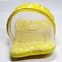 Kradyl Kroft Baby Mosquito Net Flat Bed | Play Mat for Kids with Cotton Outer Fabric | Half Openable Mosquito Net Flat Mat for Baby Playtimes (Yellow Star)