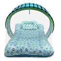 Kradyl Kroft Baby Mosquito Net Flat Bed | Play Mat for Kids with Cotton Outer Fabric | Half Openable Mosquito Net Flat Mat for Baby Playtimes (Happy Stars)