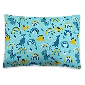 kradyl kroft toddler pillow with 100 cotton removable cover - 20 x 15 inches  children pillows  baby pillows - teal dinos