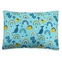Kradyl Kroft Toddler Pillow with 100% Cotton Removable Cover - 20 X 15 Inches | Children Pillows | Baby Pillows - Teal Dinos