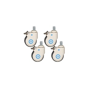 kraft 819 castor wheels set of 4 360 degree rotation with lock  durable heavy duty silent and sturdy  castors wheels for hospital beds trolleys stretchers medical equipment