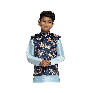 KRAFT INDIA Boys Satin Printed Nehru Jacket