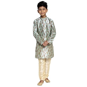 KRAFT INDIA Boys Silk Print Kurta Churidar