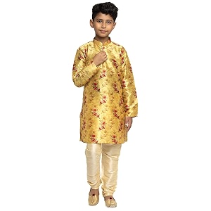 KRAFT INDIA Boys Silk Print Kurta Churidar