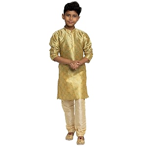 KRAFT INDIA Boys Silk Print Kurta Churidar