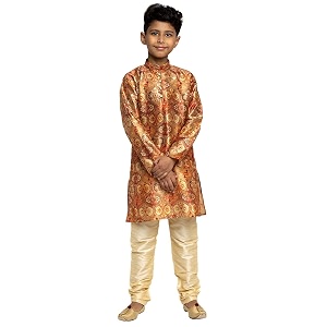 KRAFT INDIA Boys Silk Print Kurta Churidar