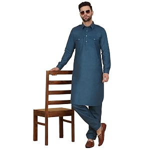 kraft india men39s cotton pathani kurta with drawstring salwar set
