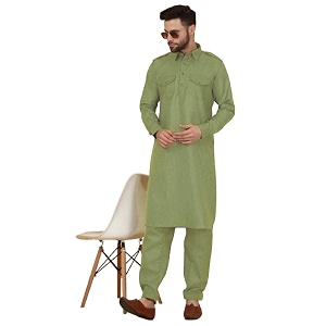 kraft india men39s cotton pathani kurta with drawstring salwar set