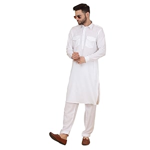 kraft india men39s cotton pathani kurta with drawstring salwar set