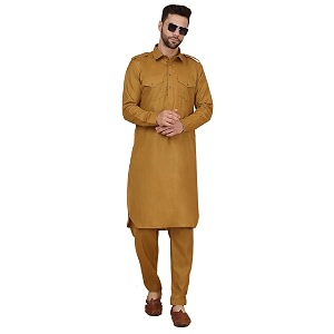 kraft india men39s cotton pathani kurta with drawstring salwar set