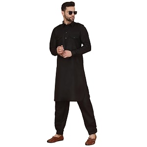 kraft india men39s cotton pathani kurta with drawstring salwar set
