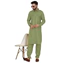 KRAFT INDIA Men's Cotton Pathani Kurta With Drawstring Salwar Set