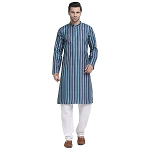 KRAFT INDIA Men Cotton Dark Stripped Kurta
