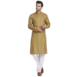 KRAFT INDIA Men Cotton Dark Stripped Kurta