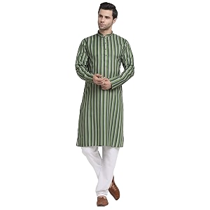KRAFT INDIA Men Cotton Dark Stripped Kurta