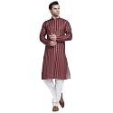 KRAFT INDIA Men Cotton Dark Stripped Kurta