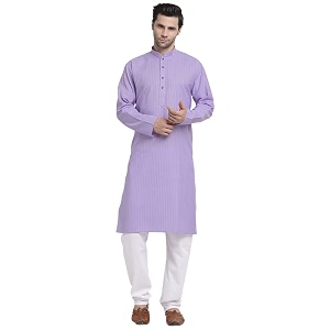 KRAFT INDIA Men Cotton Striped Kurta Pyjama