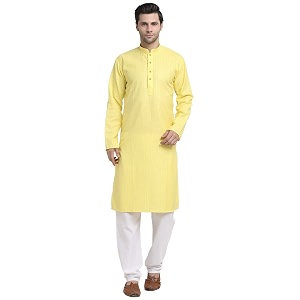 KRAFT INDIA Men Cotton Striped Kurta Pyjama
