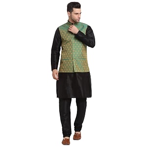 KRAFT INDIA Mens Gold Silk Blend Kurta