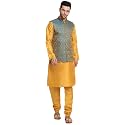 KRAFT INDIA Mens Gold Silk Blend Kurta