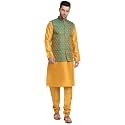 KRAFT INDIA Mens Gold Silk Blend Kurta