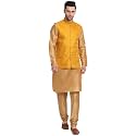KRAFT INDIA Mens Gold Silk Blend Kurta