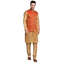 KRAFT INDIA Mens Gold Silk Blend Kurta
