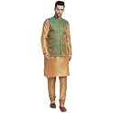 KRAFT INDIA Mens Gold Silk Blend Kurta