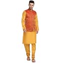 KRAFT INDIA Mens Gold Silk Blend Kurta