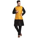 KRAFT INDIA Mens Gold Silk Blend Kurta