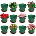 Kraft Seeds by 10CLUB Planters with Bottom Plate - 12 Pcs (6 Inch, Green) | Gamla with Drainage Hole | Seedling Pot | Plant Pots with Drainage Holes &amp; Saucer | Durable Pots for Home