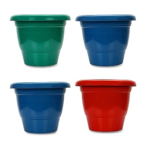 kraft seeds by 10club plastic flower pots - 4 pcs 12 inch multicolor  flower pots for home balcony and terrace gardens  durable planting pots for home plants  uv treated planters
