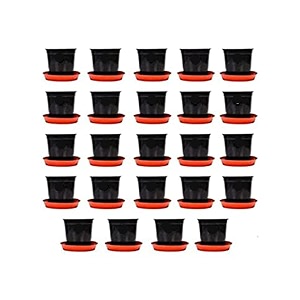 kraft seeds plastic gamla pots with bottom plate 24 pcs 6 inch black  gamla with drainage holes  planters for home plants  flower pots with drain holes and trays  planters for home garden