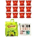 Kraft Seeds 12Pcs Plastic Gamla/Planter/Pot with Bottom Plate/Tray, 8 inch & Vermicompost for All Kinds of Plants 5kg, Black Gold & 8 Tool Kit for Garden