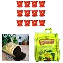 Kraft Seeds 12Pcs Plastic Gamla/Planter/Pot with Bottom Plate/Tray, 8 inch &amp; 20KG Vermicompost for All Kinds of Plants Complete Food for The Soil &amp; Vermicompost 5kg, Black Gold