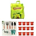 Kraft Seeds 12Pcs Plastic Gamla/Planter/Pot with Bottom Plate/Tray, 8 inch &amp; 7Pcs Gardening Hand Tool Kit for Home Gardening &amp; Vermicompost for All Kinds of Plants 5kg, Black Gold