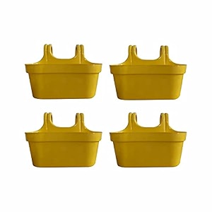 kraft seeds all new double hook railing hanging planters with quirky design and bright colours for railings and terrace garden use  yellow - pack of 4