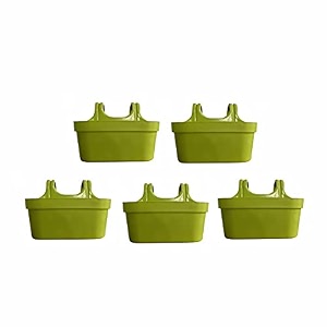 kraft seeds all new double hook railing hanging planters with quirky design and bright colours for railings and terrace garden use  green - pack of 5