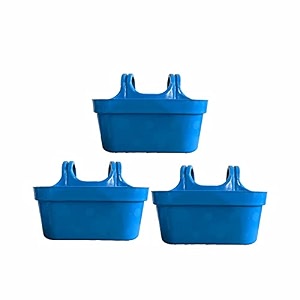 kraft seeds all new double hook railing hanging planters with quirky design and bright colours for railings and terrace garden use  blue - pack of 3
