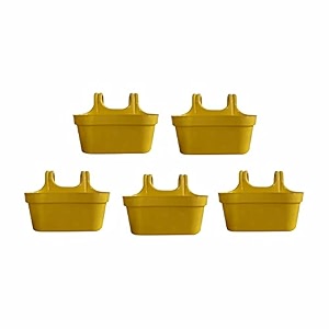 kraft seeds all new double hook railing hanging planters with quirky design and bright colours for railings and terrace garden use  yellow - pack of 5