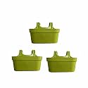 Kraft Seeds All New Double Hook Railing Hanging Planters with Quirky Design and Bright Colours for Railings and Terrace Garden Use – Green - Pack of 3, KS-NTA-526