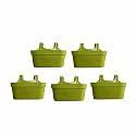 Kraft Seeds All New Double Hook Railing Hanging Planters with Quirky Design and Bright Colours for Railings and Terrace Garden Use – Green - Pack of 5