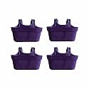 Kraft Seeds All New Double Hook Railing Hanging Planters with Quirky Design and Bright Colours for Railings and Terrace Garden Use – Purple - Pack of 4