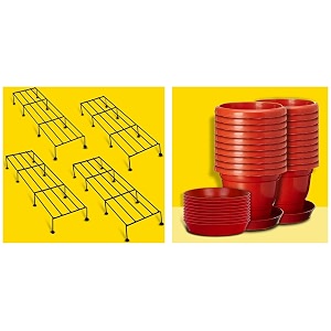 kraft seeds deluxe planter with bottom plates 20 pcs 8 inch red spectacular metal stand plant stands rectangular metal plant standpot standflower pots - 24 inches set of 4